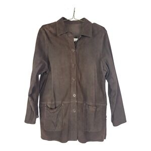 Vintage 70s Rizal Dark Chocolate Brown Suede Coat Jacket Leather Size XL